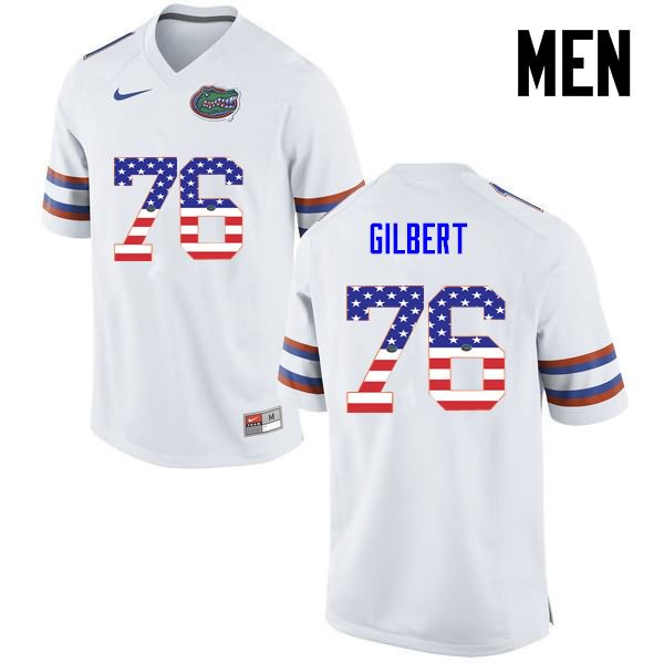 Men's NCAA Florida Gators Marcus Gilbert #76 Stitched Authentic USA Flag Fashion Nike White College Football Jersey SDY6265ZH